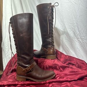 Sofft Brown Lace-Up Leather Boots